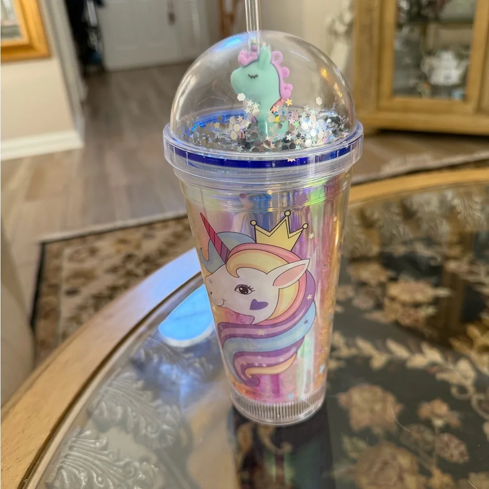 Disney Holographic Unicorn Tumbler Cup with Pink, Purple & Blue Accents